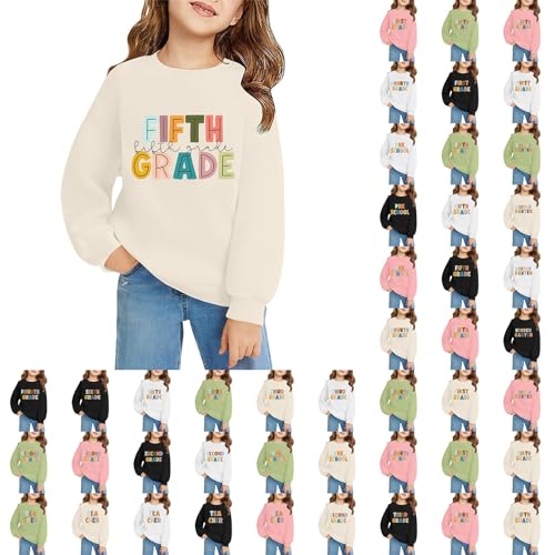 Girls Preppy Pullover Tops Oversized Back to School Fifth Grade First Preschool Sweatshirts Kids Crew Neck Sweater