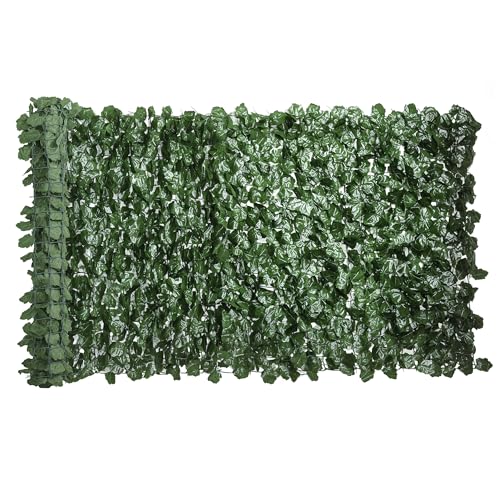Outsunny Haie Artificiel Brise-Vue décoration Rouleau 3L x 1H m Feuillage réaliste Anti-UV Vert Foncé