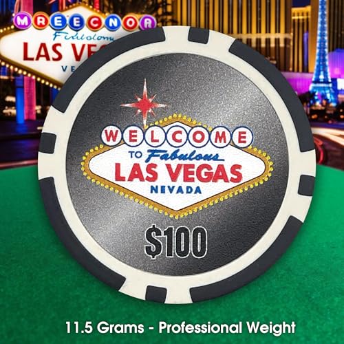 100 Piece Las Vegas Design Poker Chips in Clear Plastic Tray - Thumbnail 5