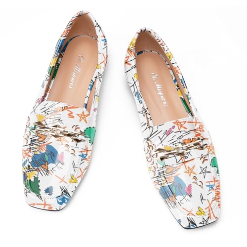Image of Oh Mispares Womens Loafers Square Toe Low Heel Penny Loafers Fashion Comfortable Slip on Flats Casual Dressy Shoes for Women Work Office Patent Leather
