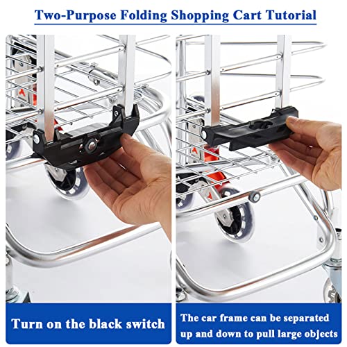YSUEFIJO Einkaufswagen Trolley 6 Räder, Einkaufstrolley zum Treppensteiger Klappbar Handwagen mit Abnehmbarer… – Bild 6