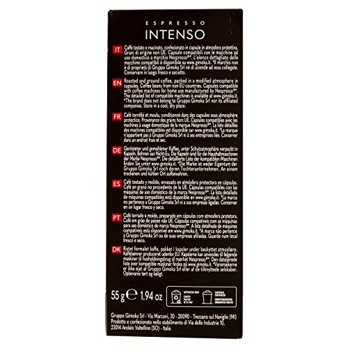 Cápsulas de Café Intenso Gimoka, Compatível Com Nespresso, Contém 10 Cápsulas