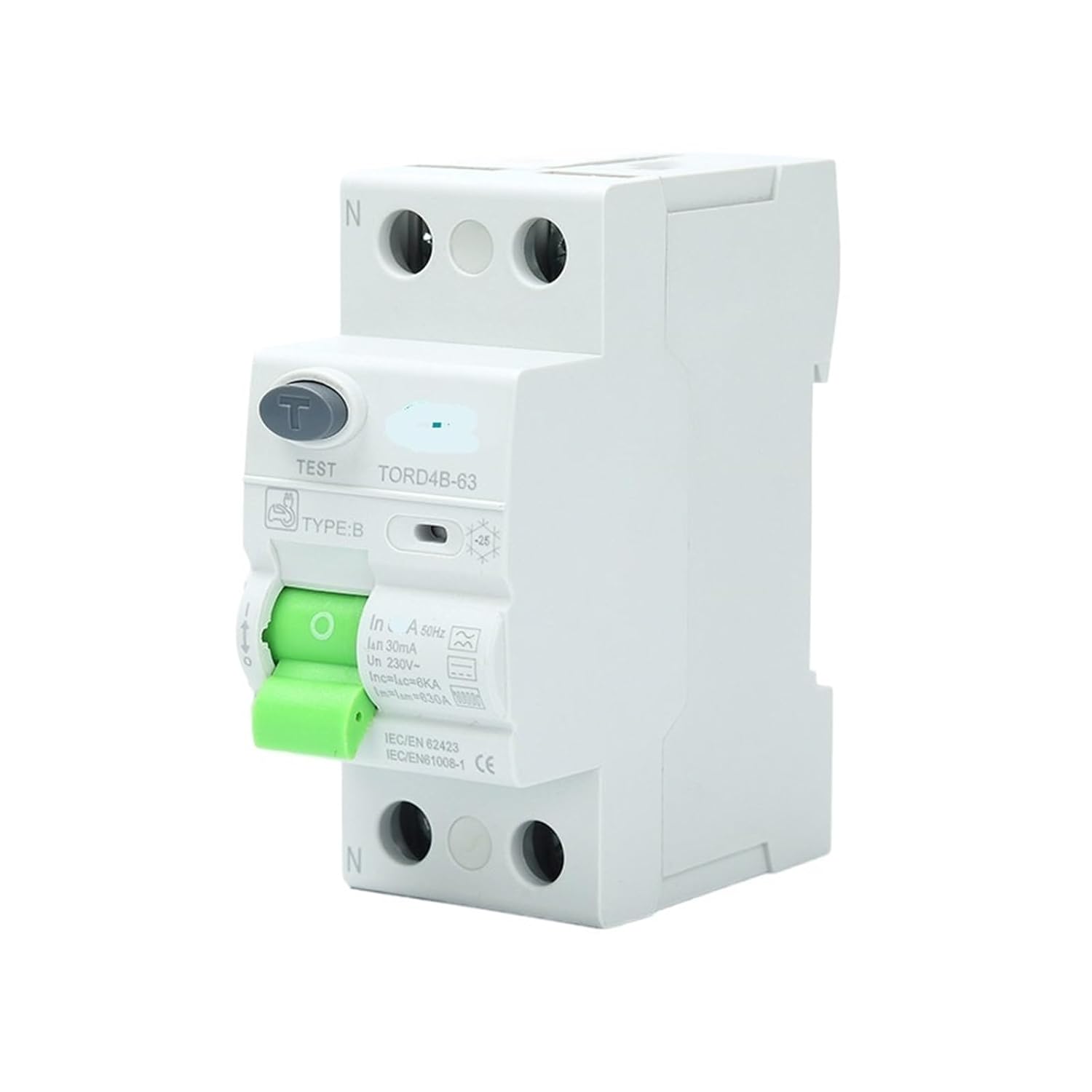Vehicle EV Charging Pile Residual Current Circuit Breaker DC 2P/4P 63A 30mA Type B 6KA DIN Rail Grounding Leakage(2P,32A)