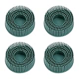 HARFINGTON 4pcs Bristle Disc 2' 50 Grit Abrasive Brush Deburring Electric Disc Brush with Quick Change Roll Lock Abrasive Coating Removal Disc for Metal, Green
