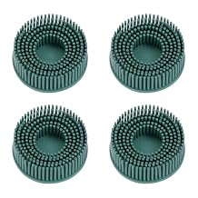 HARFINGTON 4 pcs Bristle Disc 2 "50 Grit فرشاة جلخ فرشاة القرص الكهربائي Deburring مع التغيير السريع لفة قفل إزالة طلاء جلخ القرص للمعادن، الأخضر
