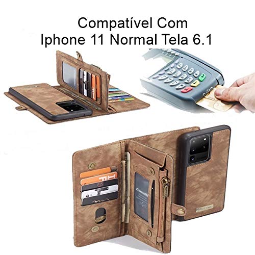 Capa Carteira Iphone 11 Tela 6.1 Cartões Cover Vintage Wallet
