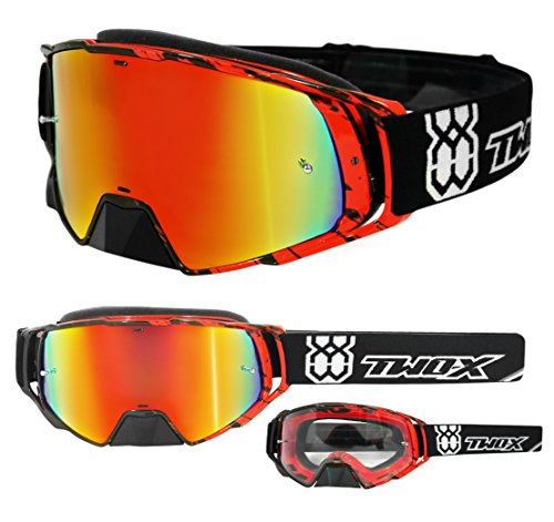 Occhiali Da Motocross TWO-X Atom – Iridium, Antivento, Con Lente Trasparente E A Specchio – Per Enduro E Downhill - 2