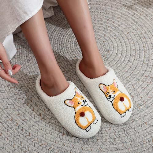 Image of LNERIP Slippers Winter Womens Mens Fluffy Plush Slippers Animals Cute Cartoon House Slippers Cuddly Warm Shoes Indoor Outdoor Girls Women