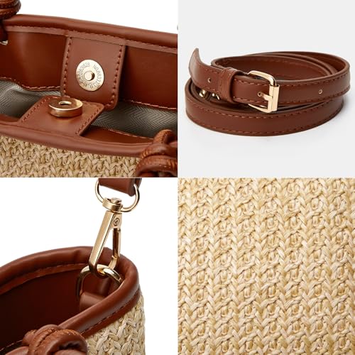 Cute Straw Fabric Tote Bag Purse for Women Tote Bag Y2k Purses Shoulder Handbag3