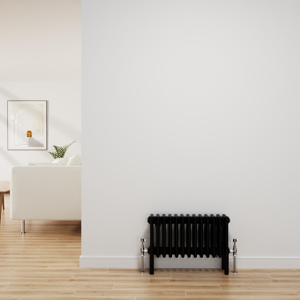 Nrg Black Traditional Radiator Cast Iron 4 Column Horizontal Central Heating Bathroom Radiators 300X605mm