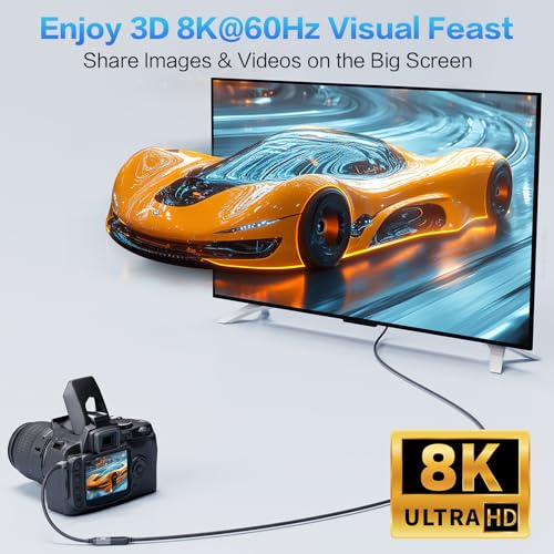 Adaptador Micro HDMI a HDMI 8K 60Hz 48Gbps compatible varios dispositivos miniatura 6