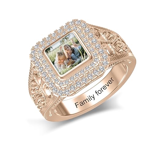 Personalized Photo Ring For Women Custom Heart Picture Ring For Mother Engraved Memory Ring For Her Christmas Anniversary4