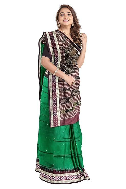 Image of Handmade Pure Bomkai Silk Saree Khandua Natural Silk Ikkat Saree For Women /Ethnic Wear /Traditonal Saree /Handloom Saree With Regular Fit Blouse Piece