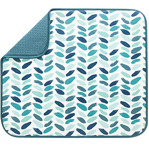 S&T INC. Dish Drying Mat for Kitchen, Absorbent, Reversible Microfiber Dish Mat, 16 Inch x 18 Inch, Paint Stroke