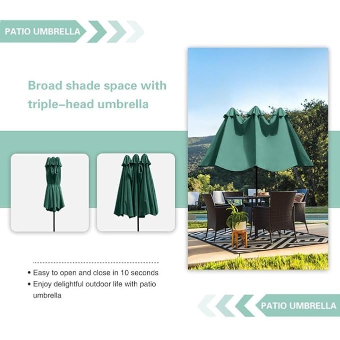 Image of THESHELTERS - 15ft Large Outdoor Umbrella Double-Sided Patio Umbrella with 65Kg Movable Stand, Crank Handle, 12 Ribs Rectangular Garden Umbrella for Patio Graden, Poolside, Terrace, Cafe and Hotels