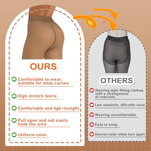 Image of X-CHENG 2 Pairs Fleece Lined Tights Women-Thermal Pantyhose leggings Women,Fake Translucent Skin Colored Tights for Winter