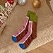 Crew Socks for Women Vintage Striped Socks Layer-Look Design Cozy Fashion Sock for Christmas Winter Indoor-Outdoor