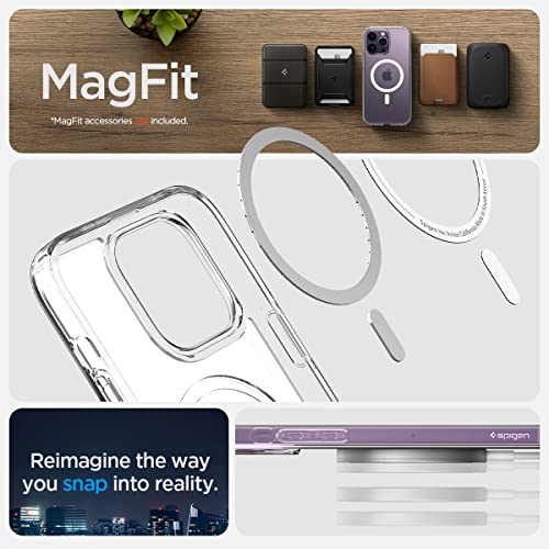 Image of Spigen Ultra Hybrid MagFit Back Cover Case for iPhone 14 Pro, Clear Transparent, MagSafe Compatible - Polycarbonate + TPU | Frost Clear