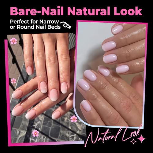 Image of UNA GELLA Extra Short Oval Nail Tips, Pre-Etched Round Clear Fake Nails 216pcs Soft Gel Acrylic Nail Tips Full Cover False Ultra Short Gel Nail Tip for Beginners Nail Salon Extensions 12 Sizes
