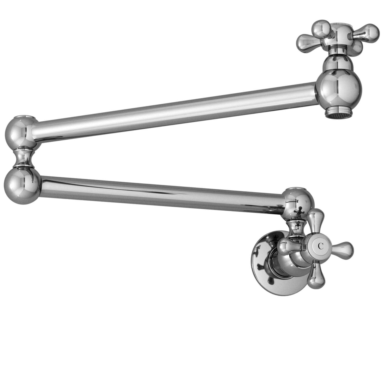 KAITAIHD Kitchen Faucet, Single Hole Mount Pot Filler Faucet Tap with Folding Stretchable Double Joint Swing Arm, Polished Chrome