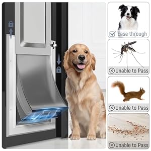 Aluminum Massive Canine Door for Exterior Door, Appropriate for Canines As much as 100LBS, with Lock Anti-theft, Embrace Thermal Insulation Cotton Flap,3 Flaps Canine Door for Massive and Medium Canine