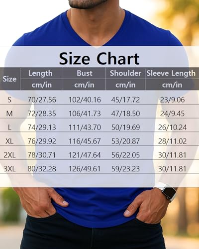 Men's V-Neck T-Shirt, Outdoor Solid Color, Casual Quick Dry Short Sleeve, Blue2