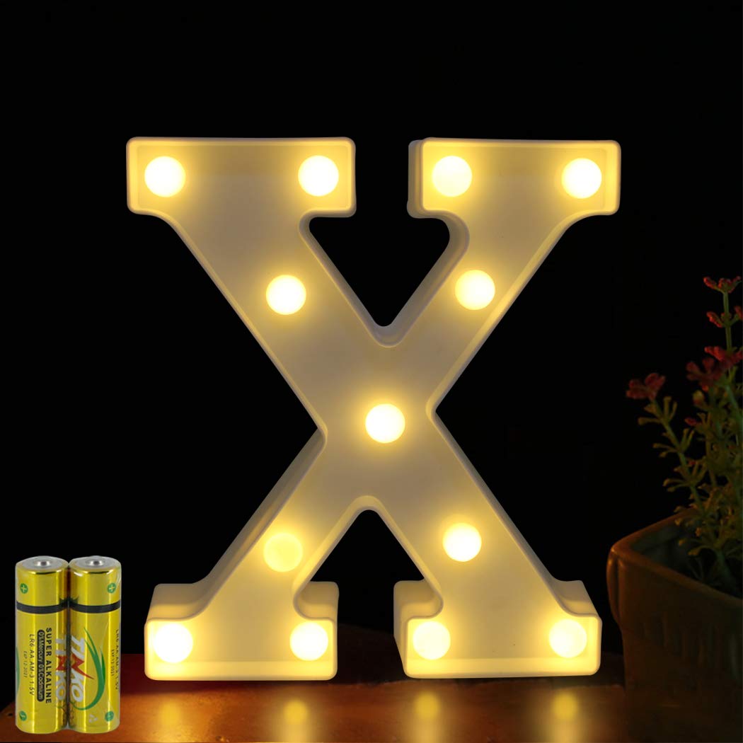 HONPHIER® Buchstaben Lichter Alphabet Lampe LED Brief Beleuchtung Buchstabe Licht Beleuchtete Buchstaben Nachtlichter Dekoration für Geburtstag Party Hochzeit Kinderzimmer (X)