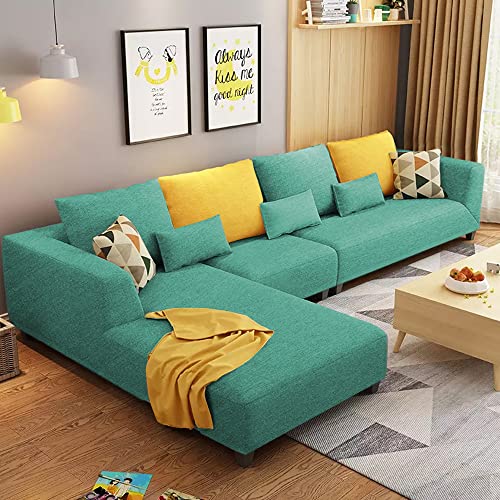 Image of Casaliving Minta LHS 6 Seater L Shape Sofa Set for Living Room (Turquise in Colour Fabric) Premium Fabric Sofa Set for Living Room | Hall | Office Room