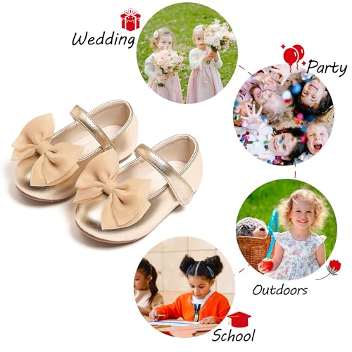 Image of PHIRAMIN Toddler Flower Girl Dress Shoes - Little Girl Mary Janes Flats Wedding