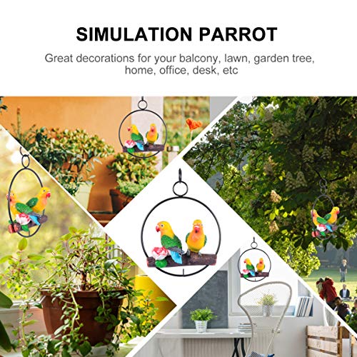 Hemoton Parrot Hanging Parrot Statue Bird Ring Perch Sculpture For Patio Garden Lawn Home Decor Christmas Decoration #TOP3