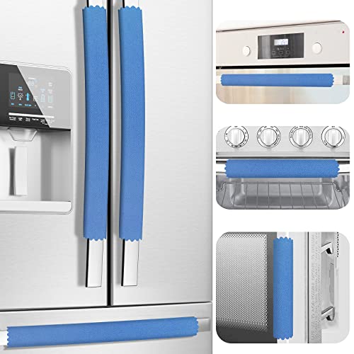 Image of MRKG Refrigerator Door Handle Covers, Set of 6, One Size Fits All Widths, Keep Your Kitchen Appliance Clean from Smudges, Drips, Food Stains, Oil (Blue)