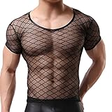 Hellery Mode Kurzarm Ausgeschnitten Mesh T Shirt für, XL