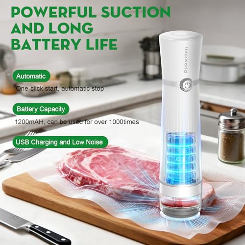 Image of Vacuum Sealer for Food with Visible Water Tank, Handheld Saver Compact Vacuum Sealer Machine with 14 Reusable Vacuum Bags, 6X Preservation & Fresh, Includes Gift Wrapping