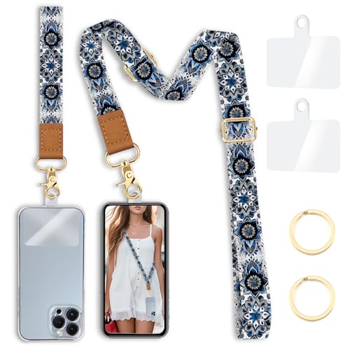 Image of Yonlevres Phone Lanyard Crossbody Strap Wrist Neck Adjustable Women Boho | Cell Phone Lanyard for Travel Cruise Daily, Hands-free, Fit Keys ID Badge, for Full-coverage Phone Case, Accessories, Gifts