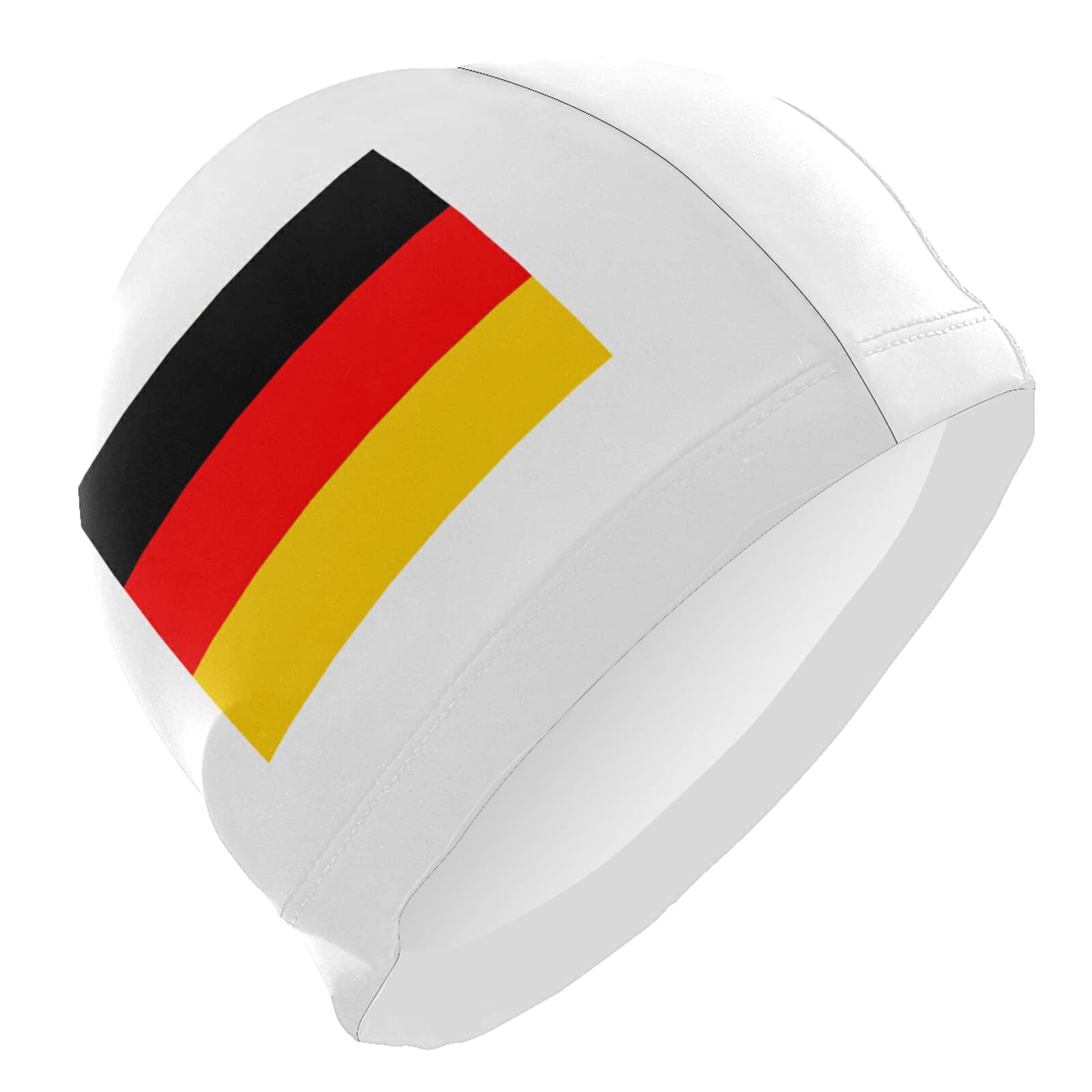 AMEO Silikon-Badekappe Mit Deutschland Flagge - Elastische Schwimmhaube Für Alle Kopfgrößen