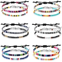 Pulseras Aesthetic Hombre 12 Piezas Pulseras Tela, Pulsera Tejida Ajustable, Tobillera Pulsera Mujer, Pulsera de Surfista para Hombre, Conjunto Tobillera Boho Ajustable Mujer y Niña, para san Valentín, Cumpleaños, Navidad