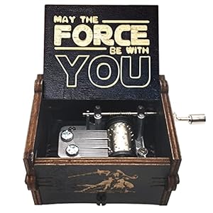 Bolunlun Star Wars music box, wooden hand crank music box, wooden toys for movie fans, gifts for boyfriends and kids, perfect for Valentine’s Day, birthdays, Halloween and Christmas. (Star Wars song)