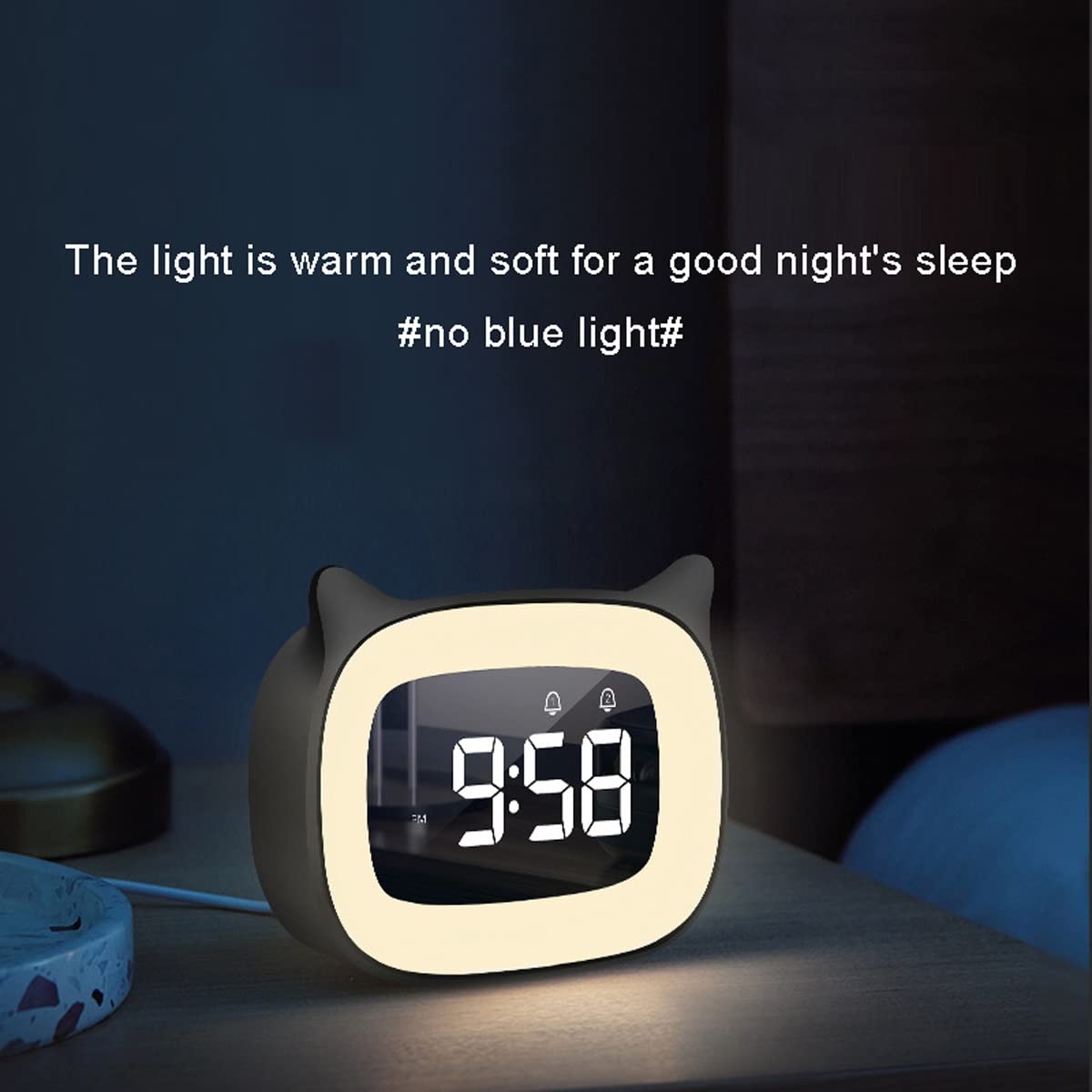 Despertador, Reloj Despertador Digital LED, Brillo Ajustable, Carga USB(White)