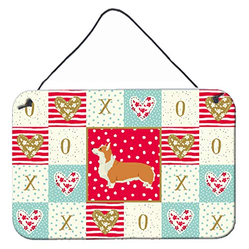 Caroline's Treasures CK5944DS812 Pembroke Corgi Love Wall or Door Hanging Prints Aluminum Metal Sign Kitchen Wall Bar Bathroom Plaque Home Decor, 8x12, Multicolor