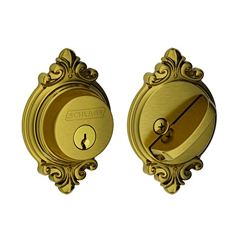 Best Seller SCHLAGE Lock Company Single Cylinder Deadbolt with Brookshire Trim, Antique Brass (B60 N BRK 609)