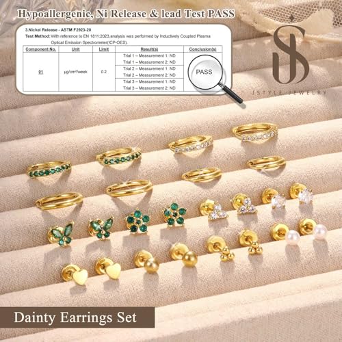 Jstyle Hypoallergenic Flat Back Stud Earrings Cartilage Earring Stacks by Jstyle - Used condition - Image 2