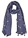 stylesilove Women Cozy Tassels Oblong Cotton Scarf Lightweight Shawls Wrap (Flower Stripe/Blue)