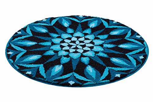Grund Bath Mat, Ultra Soft and Absorbent, Anti Slip, 5 Years Warranty, COGNITION, Mandala 60 cm Round, Turquoise