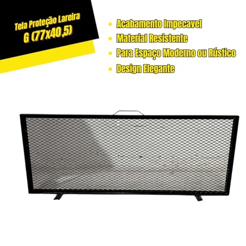 LAURINDOS, Tela Grade De Proteção Lareiras 77x40,5 Ouro Envelhecido