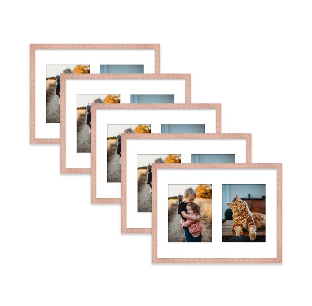 Bronze Multi Photo Frame - Holds 2 x 8x6 Pictures, Family Collage Picture Frame for Wall Display, 16x12 Frame size, Set of 5