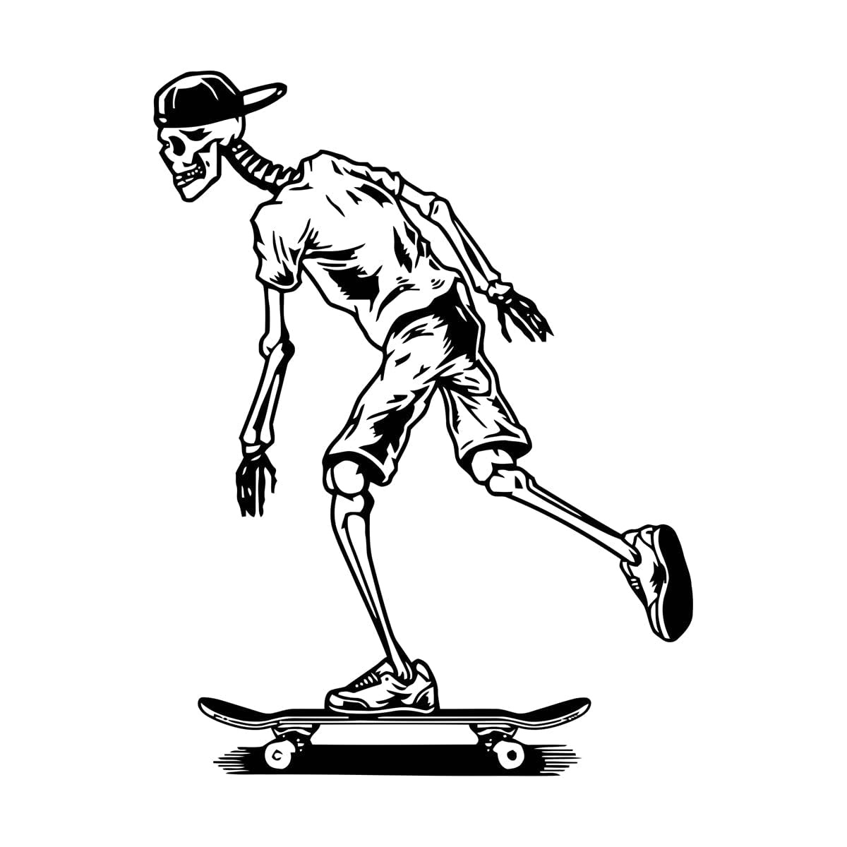 Skateboard Skull Wall Sticker Kids Room Skating Skateboarding Wall Decal Bedroom Vinyl Home Decor Teen Room Wall Sticker Large - 56x74cm