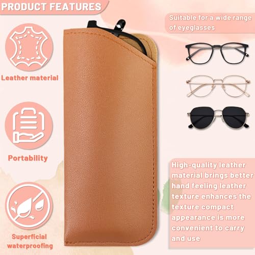 Image of 30 Pcs PU Leather Eyeglass Case, Soft Eyeglass Cases, Slim Eyeglass Case, Pocket Glasses Case for Women