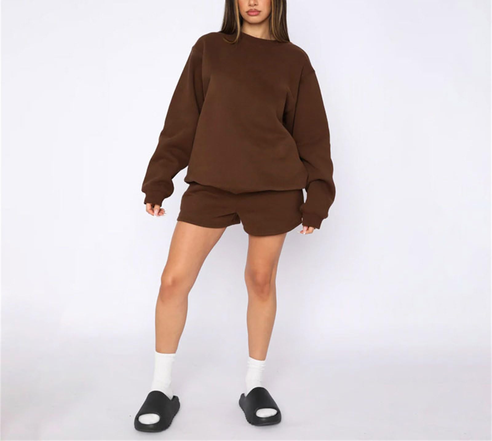 Suncolour Completo da Donna in Due Pezzi Felpa Pullover e Pantaloni da Jogging Tuta Calda Set di Tute Casual