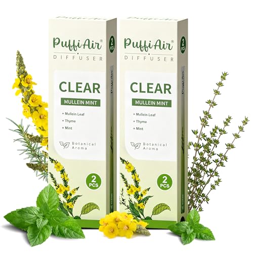 Image of PUFFIAIR Botanical Fragrance Stick Set - Mullein, Thyme & Mint Botanical Scent, Plant-Based Personal Fragrance Accessory, Portable Non-Electric Design, 4 Sticks (2 Packs)