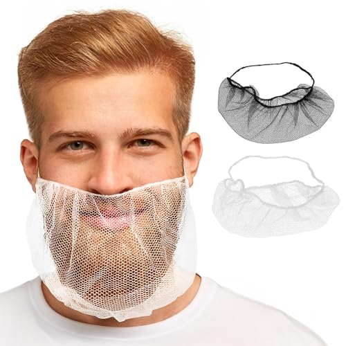 AMZ Disposable Beard Nets for Men. Nylon Disposable Beard Covers Nets for Cooking. Elastic Loop Beard Guards Food Service